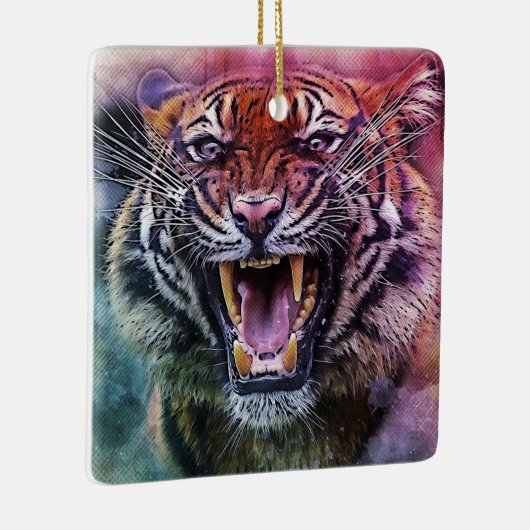 Mooie Gorrende Bengaalse Tijger Gezicht Foto Keramisch Ornament (Rechts)