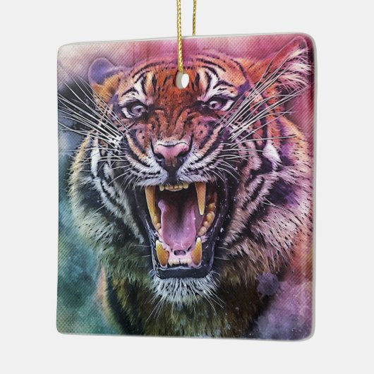 Mooie Gorrende Bengaalse Tijger Gezicht Foto Keramisch Ornament (Links)