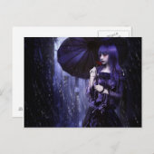 Mooie Gothic meisje in het Briefkaart van de Regen (Voorkant / Achterkant)