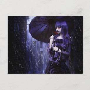 Mooie Gothic meisje in het Briefkaart van de Regen