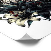 Mooie Gothic Meisje Zwart Lilly Flowers kunst Poster (Hoek)