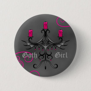 Mooie Gothische candelabra op grijze grunge Ronde Button 5,7 Cm