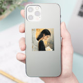 Mooie gotische engel en witte roos hemels sticker (Telefoon)