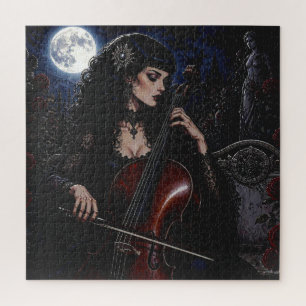 Mooie gotische schoonheid die cello speelt  legpuzzel