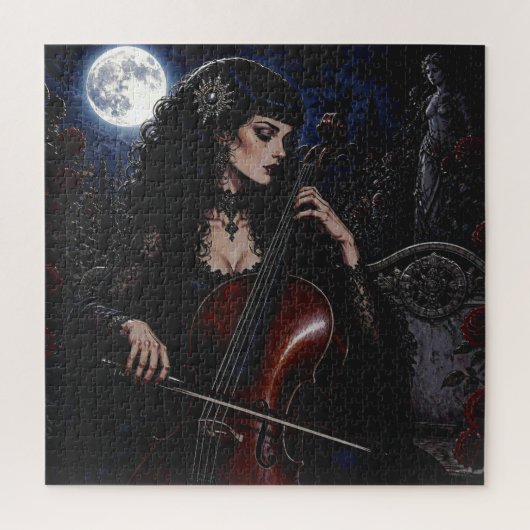 Mooie gotische schoonheid die cello speelt  legpuzzel (Verticaal)