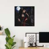 Mooie gotische schoonheid die cello speelt poster (Thuiskantoor)