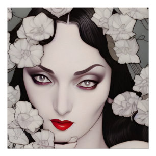 Mooie gotische vrouw AI gegenereerde kunst Perfect Poster