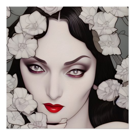 Mooie gotische vrouw AI gegenereerde kunst Perfect Poster (Voorkant)