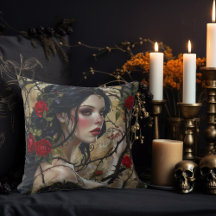 Mooie Gotische Vrouw met Doornen en Rozen