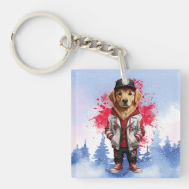 Mooie Goud Retriever Mode T-shirt Sleutelhanger