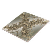 Mooie gouddecoratieve keramische tapijten tegeltje (Zijkant)