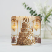 MOOIE GOUDEN 50E BRUILOFT JUBILEUM CAKE KAART (Staand voorkant)