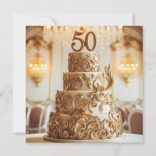 MOOIE GOUDEN 50E BRUILOFT JUBILEUM CAKE KAART (Voorkant)
