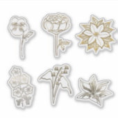 Mooie Gouden Abstracte Bloemen Deel 2 Sticker (Voorkant)