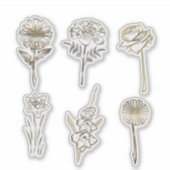 Mooie Gouden Abstracte Bloemen Tekening Sticker (Voorkant)