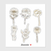 Mooie Gouden Abstracte Bloemen Tekening Sticker (Vel)