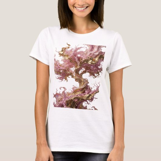 Mooie Gouden ABSTRACTE KUNST Statement T-shirt (Voorkant)