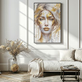 Mooie Gouden Abstracte Waterverf Vrouw Poster