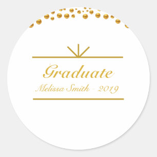 Mooie gouden afstudeersticker ronde sticker