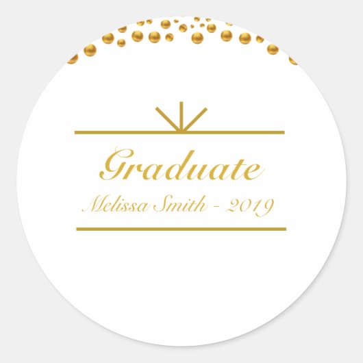 Mooie gouden afstudeersticker ronde sticker (Voorkant)