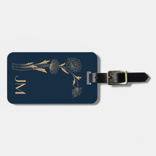 Mooie gouden Art Deco bloemen Bagagelabel (Voorkant horizontaal)