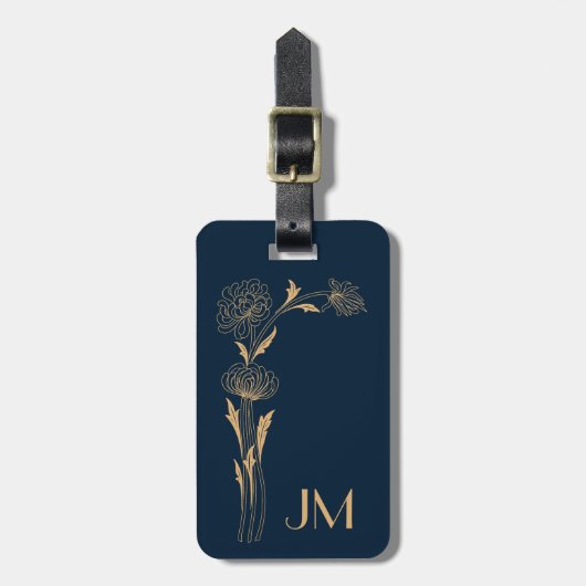 Mooie gouden Art Deco bloemen Bagagelabel (Voorkant verticaal)