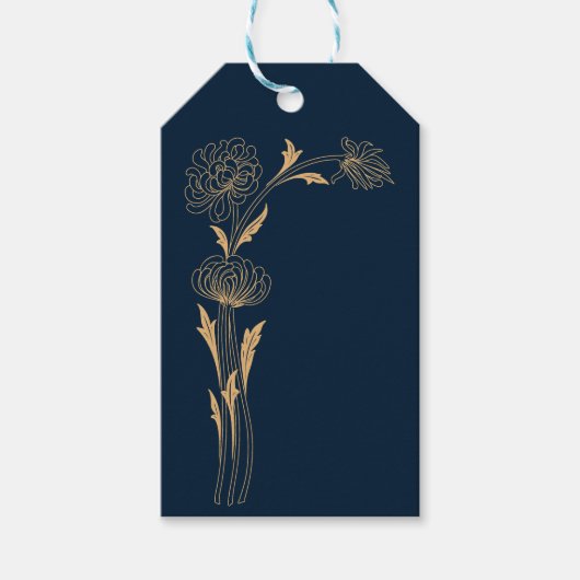 Mooie gouden Art Deco bloemen Cadeaulabel (Voorkant)