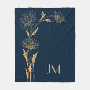 Mooie gouden Art Deco bloemen Fleece Deken