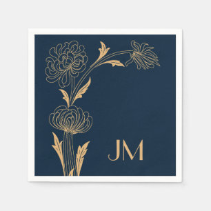 Mooie gouden Art Deco bloemen Servet