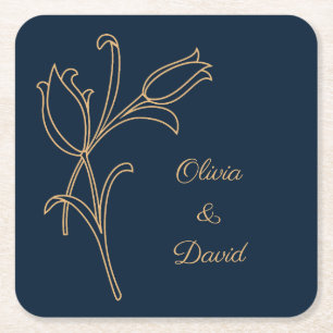 Mooie gouden Art Deco tulpen Kartonnen Onderzetters