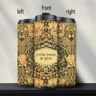 Mooie gouden art nouveau bloemendamask naam thermosbeker