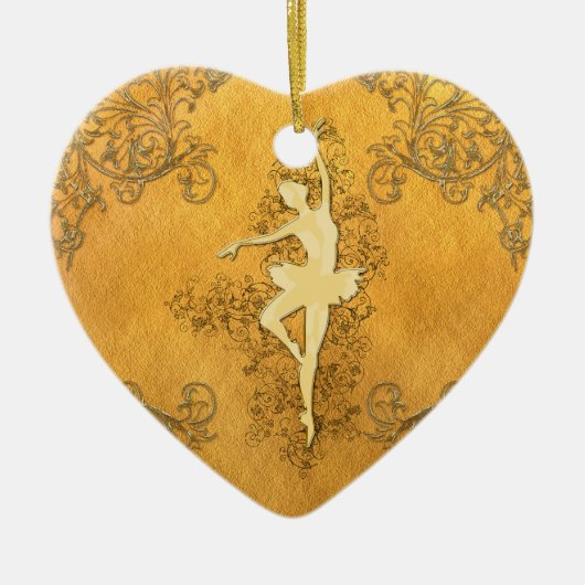 Mooie gouden ballerina keramisch ornament (Voorkant)