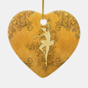 Mooie gouden ballerina keramisch ornament