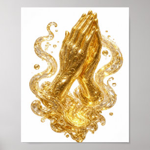 Mooie gouden BIDENDE HANDEN Poster