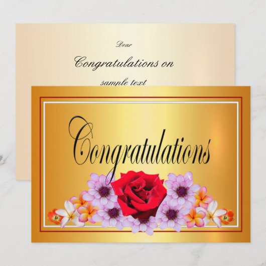 Mooie gouden bloem ontwerp gefeliciteerd kaart (Voorkant / Achterkant)