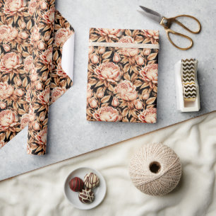 Mooie Gouden Bloemen Cadeaupapier