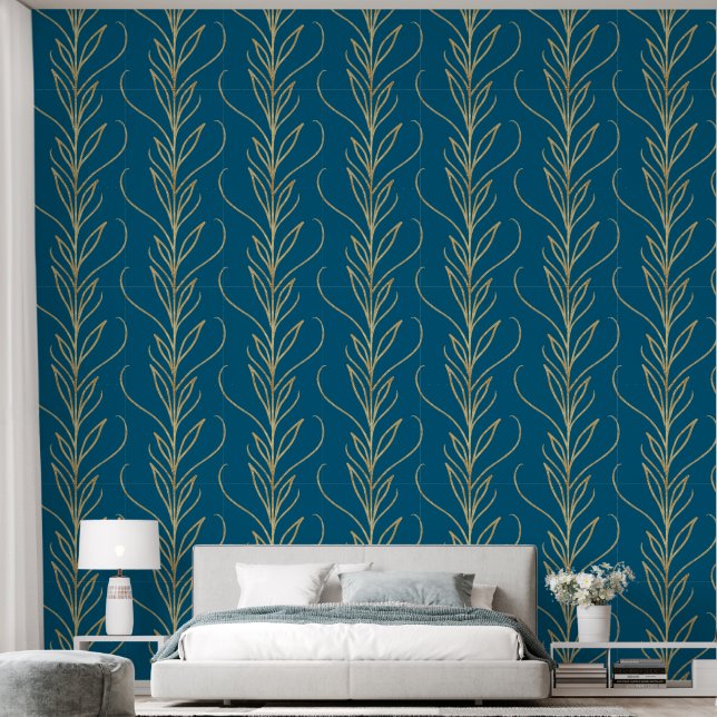 Mooie Gouden Botanicals Behang (Slaapkamer)