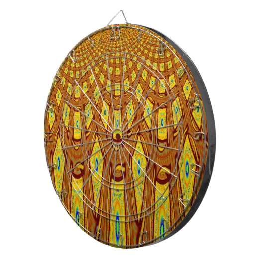 Mooie Gouden Bruin Afrikaanse Tribal Print vector Dartbord (Voorkant Rechts)