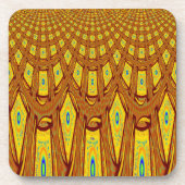 Mooie Gouden Bruin Afrikaanse Tribal Print vector Onderzetter (Voorkant)