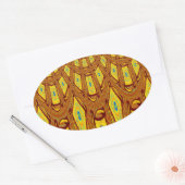 Mooie Gouden Bruin Afrikaanse Tribal Print vector Ovale Sticker (Envelop)