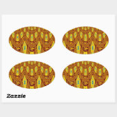 Mooie Gouden Bruin Afrikaanse Tribal Print vector Ovale Sticker (Vel)