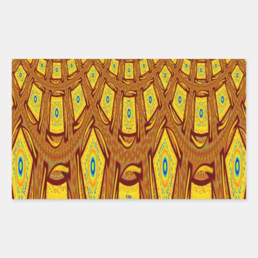 Mooie Gouden Bruin Afrikaanse Tribal Print vector Rechthoekige Sticker (Voorkant)