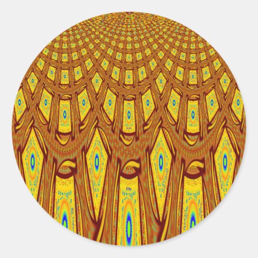 Mooie Gouden Bruin Afrikaanse Tribal Print vector Ronde Sticker (Voorkant)