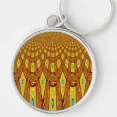 Mooie Gouden Bruin Afrikaanse Tribal Print vector Sleutelhanger (Voorkant)