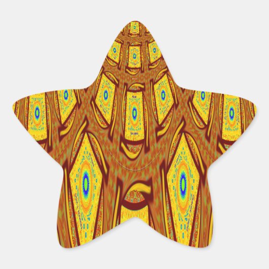 Mooie Gouden Bruin Afrikaanse Tribal Print vector Ster Sticker (Voorkant)