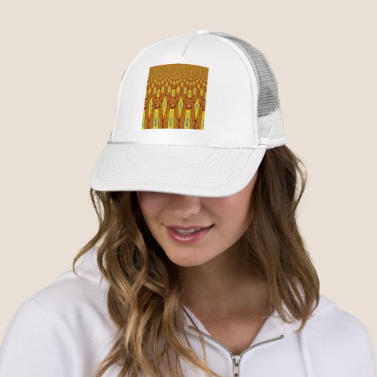 Mooie Gouden Bruin Afrikaanse Tribal Print vector Trucker Pet (In situ)