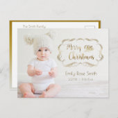 Mooie Gouden Calligrafie Eerste Kerst Foto Kaart (Voorkant / Achterkant)