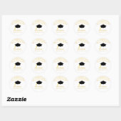 Mooie gouden confetti afstudeersticker ronde sticker (Vel)