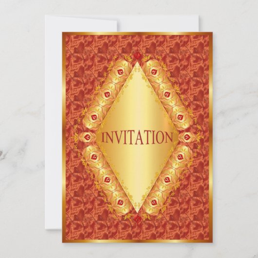 Mooie gouden diamant in sinaasappel uitnodiging (Voorkant)