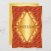 Mooie gouden diamant in sinaasappel uitnodiging (Voorkant / Achterkant)